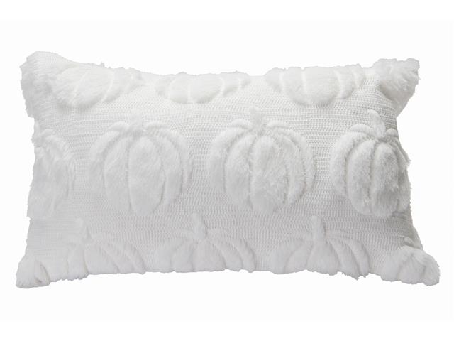 POLYESTER FLEECE EMBROIDERED CUSHION (PUMPKINS) (20" X 12")